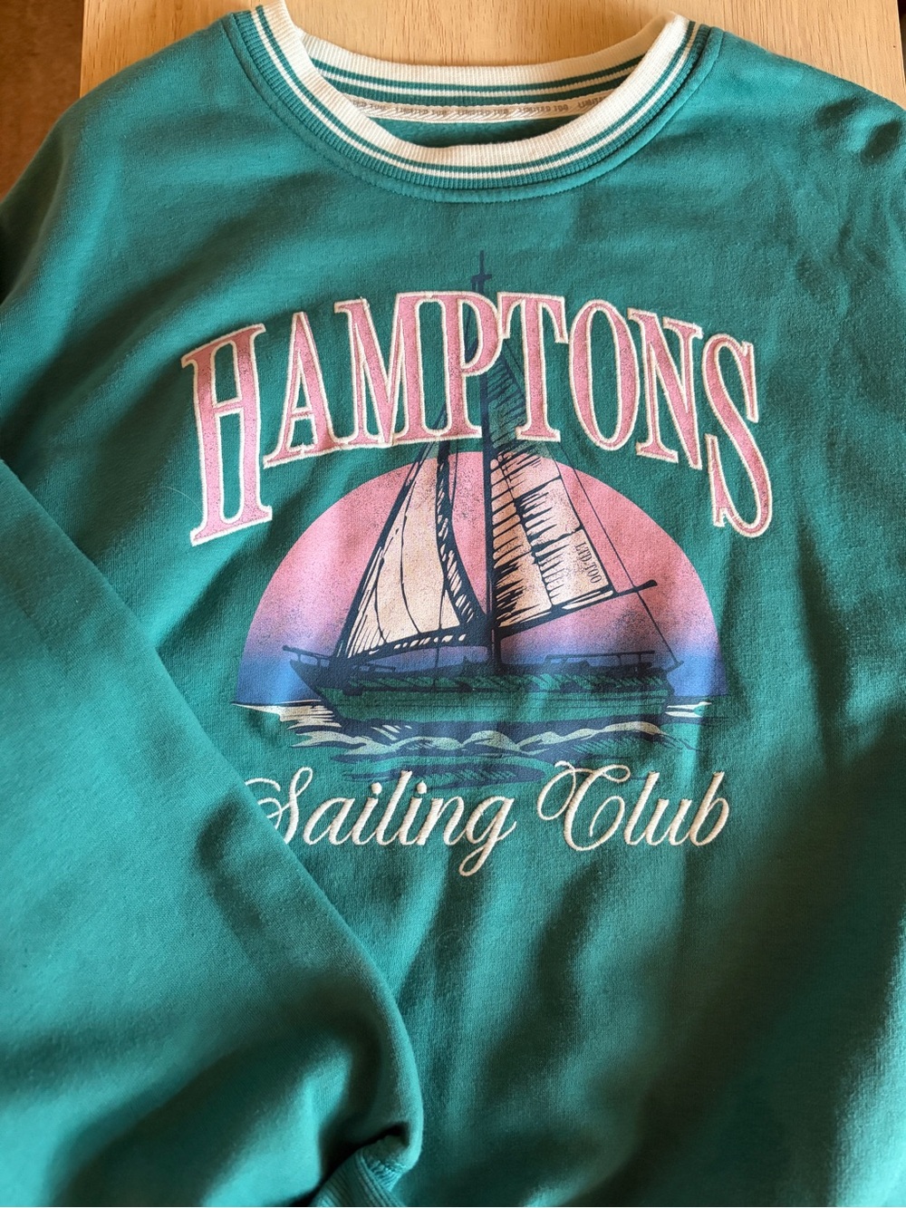 Limited Too Hamptons Sailing Club Crewneck Sweatshirt - Teal & Pink